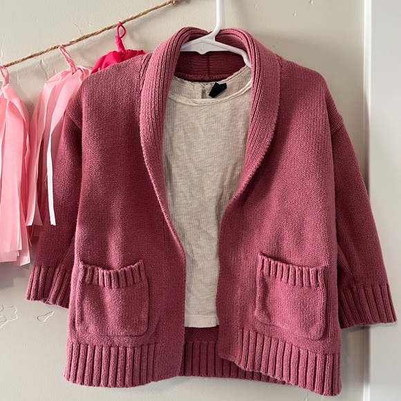 Pink Old Navy Cardigan, Cream Gap Shirt, (FREE Vince C Blue Embroidered Pants) - Picture 2 of 3